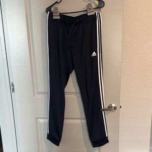 Adidas Women's Navy Blue Joggers with White Stripes